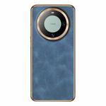 For Huawei Mate 60 Electroplating Lambskin Leather Phone Case(Blue)