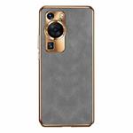 For Huawei P60 / P60 Pro Electroplating Lambskin Leather Phone Case(Grey)