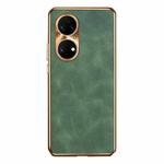 For Huawei P50 Electroplating Lambskin Leather Phone Case(Green)