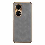 For Huawei P50 Electroplating Lambskin Leather Phone Case(Grey)