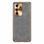 For Huawei P40 Electroplating Lambskin Leather Phone Case(Grey)