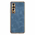 For Huawei P30 Electroplating Lambskin Leather Phone Case(Blue)