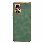 For Huawei nova 8 Electroplating Lambskin Leather Phone Case(Green)