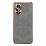 For Huawei nova 8 Electroplating Lambskin Leather Phone Case(Grey)