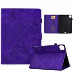 For iPad Pro 11 2024 Tower Embossed Leather Smart Tablet Case(Purple)