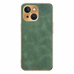 For iPhone 15 Electroplating Lambskin Leather Phone Case(Green)