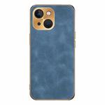 For iPhone 15 Electroplating Lambskin Leather Phone Case(Blue)