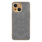 For iPhone 13 Electroplating Lambskin Leather Phone Case(Grey)