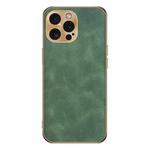 For iPhone 12 Pro Max Electroplating Lambskin Leather Phone Case(Green)