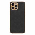 For iPhone 12 Pro Max Electroplating Lambskin Leather Phone Case(Black)