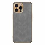 For iPhone 12 Pro Max Electroplating Lambskin Leather Phone Case(Grey)
