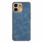For iPhone 12 Electroplating Lambskin Leather Phone Case(Blue)