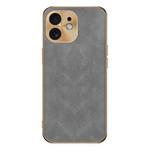 For iPhone 12 Electroplating Lambskin Leather Phone Case(Grey)