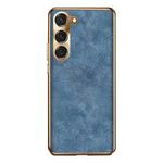 For Samsung Galaxy S23+ 5G Electroplating Lambskin Leather Phone Case(Blue)