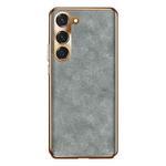 For Samsung Galaxy S23+ 5G Electroplating Lambskin Leather Phone Case(Grey)