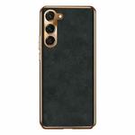 For Samsung Galaxy S23 5G Electroplating Lambskin Leather Phone Case(Black)