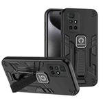 For Xiaomi Redmi 10 Shockproof Holder Phone Case(Black)