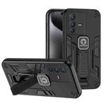 For vivo V23 5G Shockproof Holder Phone Case(Black)