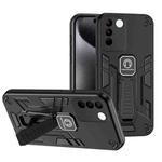 For vivo V27 Shockproof Holder Phone Case(Black)