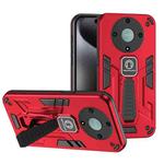 For Honor X9a Shockproof Holder Phone Case(Red)