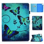 For iPad Pro 11 2024 Painted Stitching Smart Leather Tablet Case(Green Butterflies)