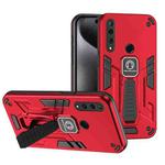 For Huawei Y9 Prime 2019 2 in 1 Shockproof Holder Phone Case(Red)