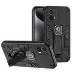 For Motorola Edge 30 Neo Shockproof Holder Phone Case(Black)