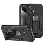 For Motorola Moto G53 Shockproof Holder Phone Case(Black)