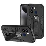For Tecno Pop 6 2 in 1 Shockproof Holder Phone Case(Black)
