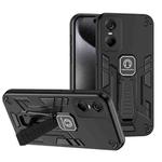 For Tecno Pop 6 Pro 2 in 1 Shockproof Holder Phone Case(Black)