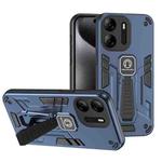 For Tecno Pop 7 Pro 2 in 1 Shockproof Holder Phone Case(Blue)