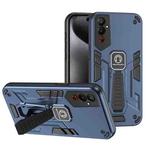 For Tecno Pova 4 2 in 1 Shockproof Holder Phone Case(Blue)