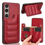 For Sony Xperia 1 VI Cow Pattern Sewing Card Bag Phone Case(Red)