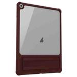For iPad 10.2 2021 / 2020 Transparent PC Hybrid TPU Tablet Case with Holder(Wine Red)