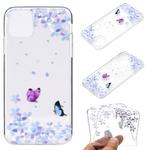 For iPhone 12 / 12 Pro Coloured Drawing Pattern Transparent TPU Protective Case(Flower Butterfly)