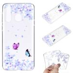 For Huawei Y6p Coloured Drawing Pattern Transparent TPU Protective Case(Flower Butterfly)