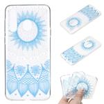 For Huawei Y6p Coloured Drawing Pattern Transparent TPU Protective Case(Blue Flower)