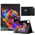 For iPad Pro 11 2024 Colored Drawing Smart Leather Tablet Case(Tiger)