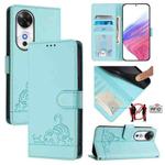 For Honor Play 60 5G Cat Rat Embossed Pattern RFID Leather Phone Case with Lanyard(Mint Green)