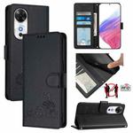 For Honor Play 60 5G Cat Rat Embossed Pattern RFID Leather Phone Case with Lanyard(Black)