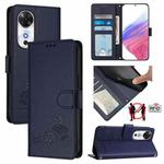 For Honor Play 60 5G Cat Rat Embossed Pattern RFID Leather Phone Case with Lanyard(Blue)