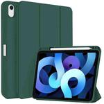 For iPad Air 5 / 4 3-fold TPU Smart Leather Tablet Case with Pen Slot(Dark Green)