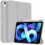 For iPad Air 5 / 4 3-fold TPU Smart Leather Tablet Case with Pen Slot(Grey)