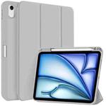 For iPad Air 11 2024 3-fold TPU Smart Leather Tablet Case with Pen Slot(Grey)