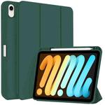 For iPad mini 6 3-fold TPU Smart Leather Tablet Case with Pen Slot(Dark Green)