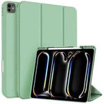 For iPad Pro 11 2024 3-fold TPU Smart Leather Tablet Case with Pen Slot(Green)