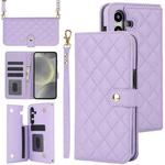 For Samsung Galaxy S24+ 5G Crossbody Multifunction Rhombic Leather Phone Case(Purple)