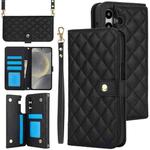 For Samsung Galaxy S24 5G Crossbody Multifunction Rhombic Leather Phone Case(Black)