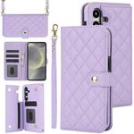 For Samsung Galaxy S23 FE 5G Crossbody Multifunction Rhombic Leather Phone Case(Purple)