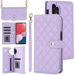 For Samsung Galaxy A13 4G/5G Crossbody Multifunction Rhombic Leather Phone Case(Purple)